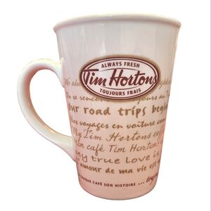 Tim Hortons Vintage Cream Red Ceramic Coffee Mug Limited Edition